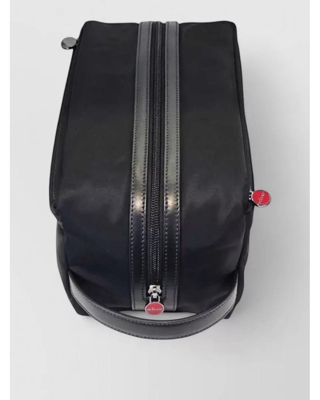 Kiton Black Leather-Trim Toiletry Bag for men