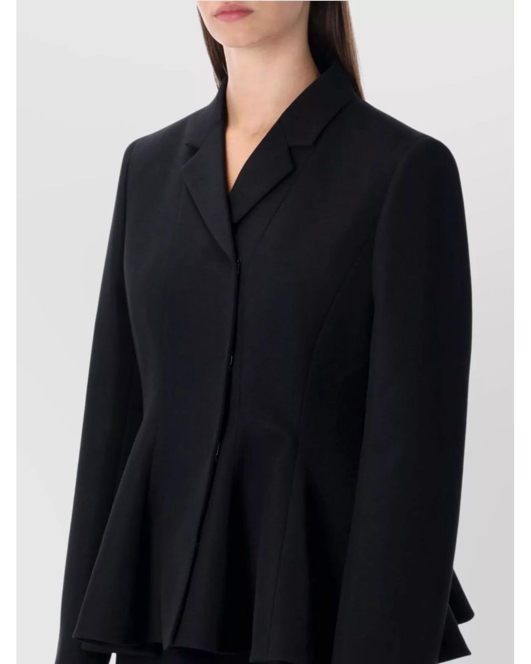 Fendi Black Virgin Wool Peplum Fitted Jacket