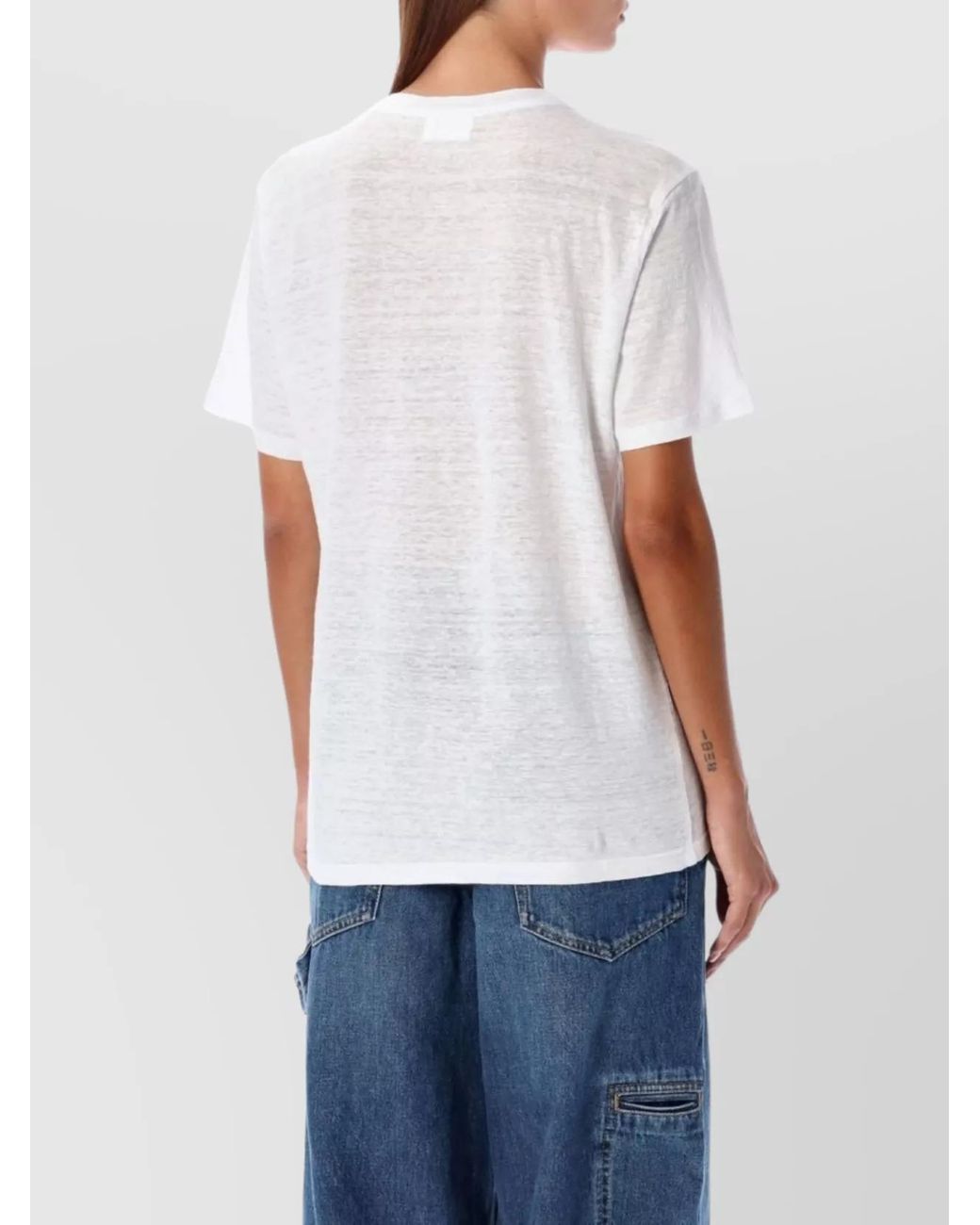 Isabel Marant White Linen Logo-Print T-Shirt
