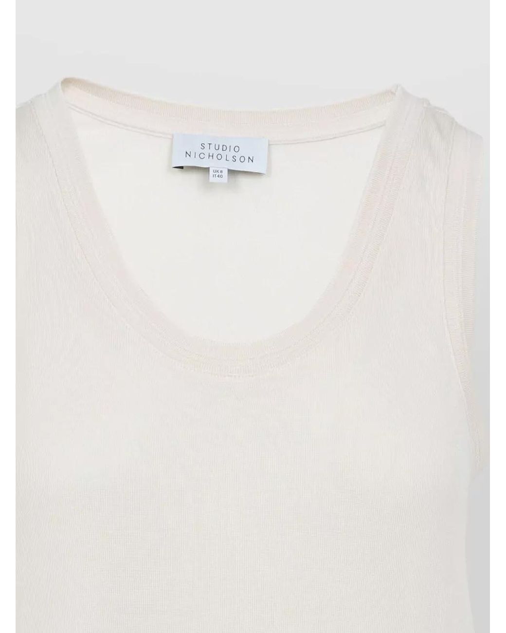 Studio Nicholson White Ribbed Scoop Neck Vest