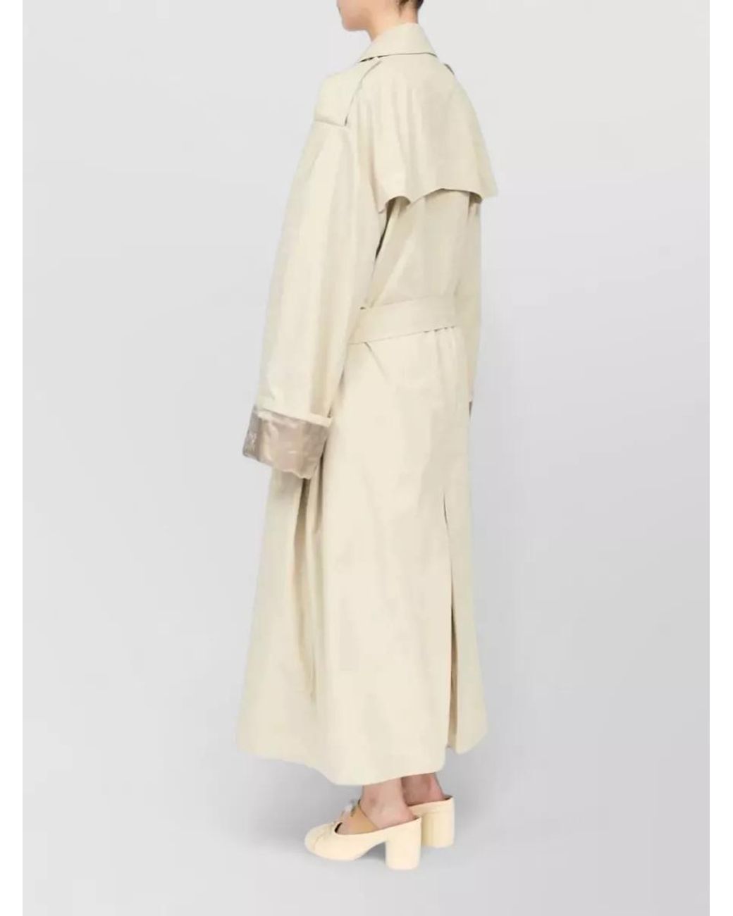 MM6 by Maison Margiela Natural Cotton Double-Breasted Belted Trench Coat