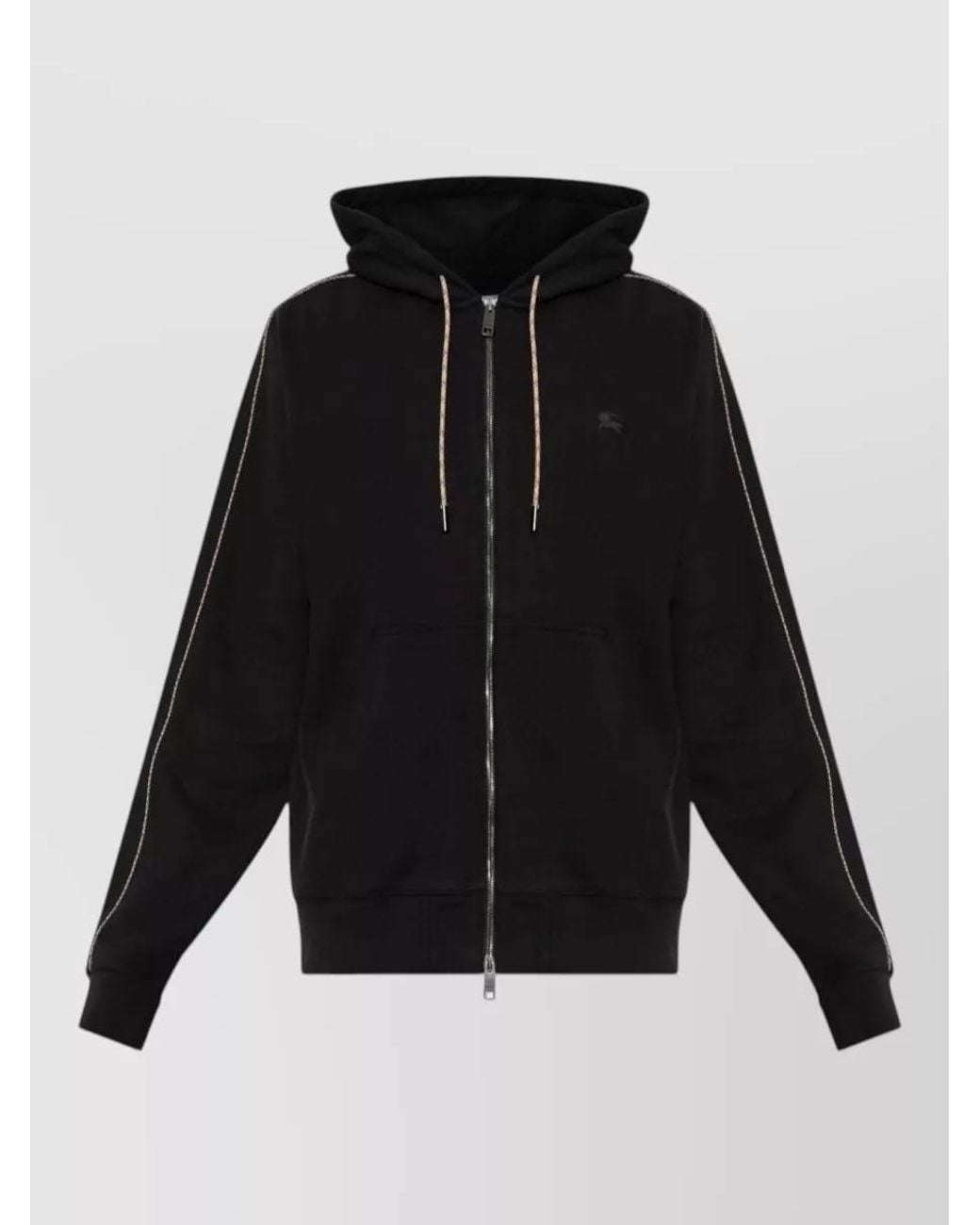 Burberry Black Cotton Check-Trim Hooded Jacket for men