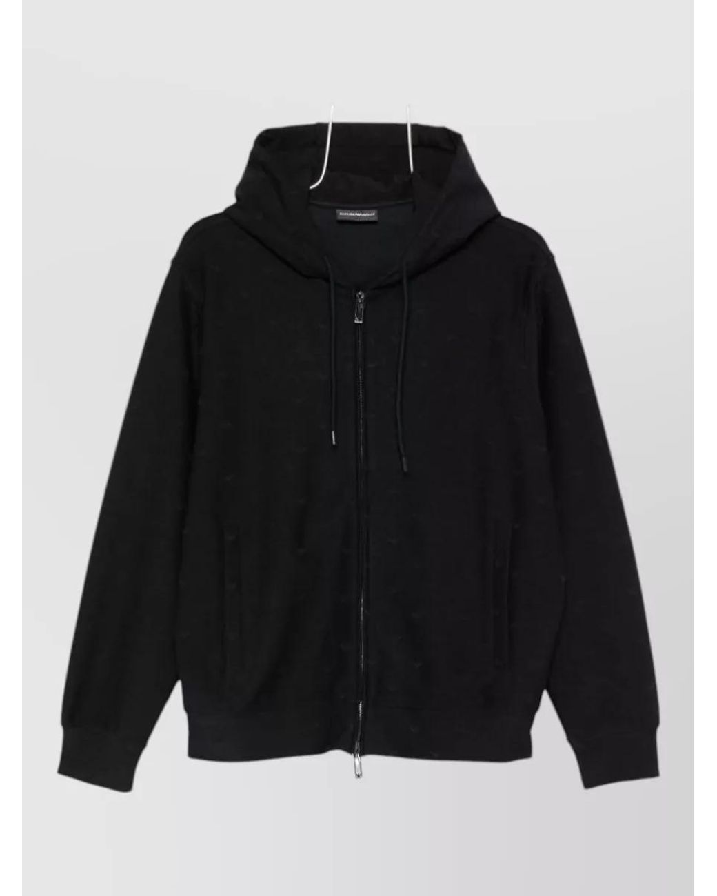 Emporio Armani Black Cotton Blend Hoodie for men