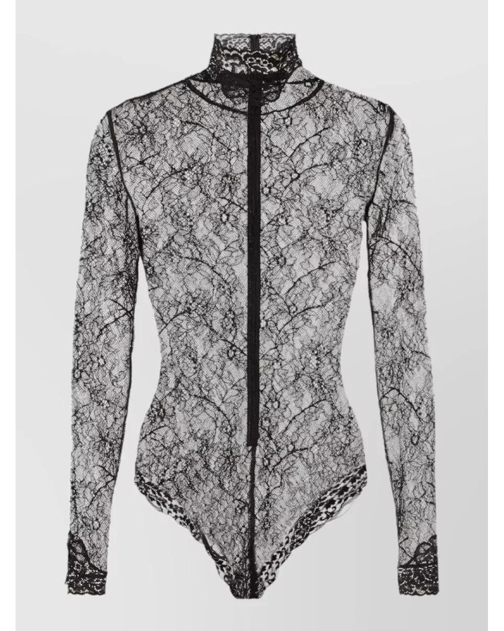 Valentino Gray Long-Sleeve Bodysuit