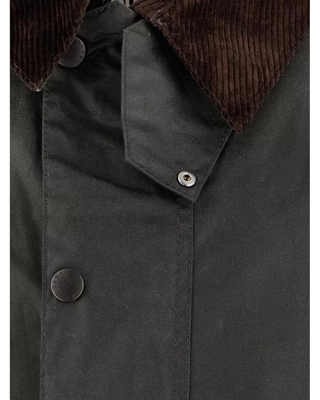 Barbour Black Waxed Cotton Single-Breasted Coat for men