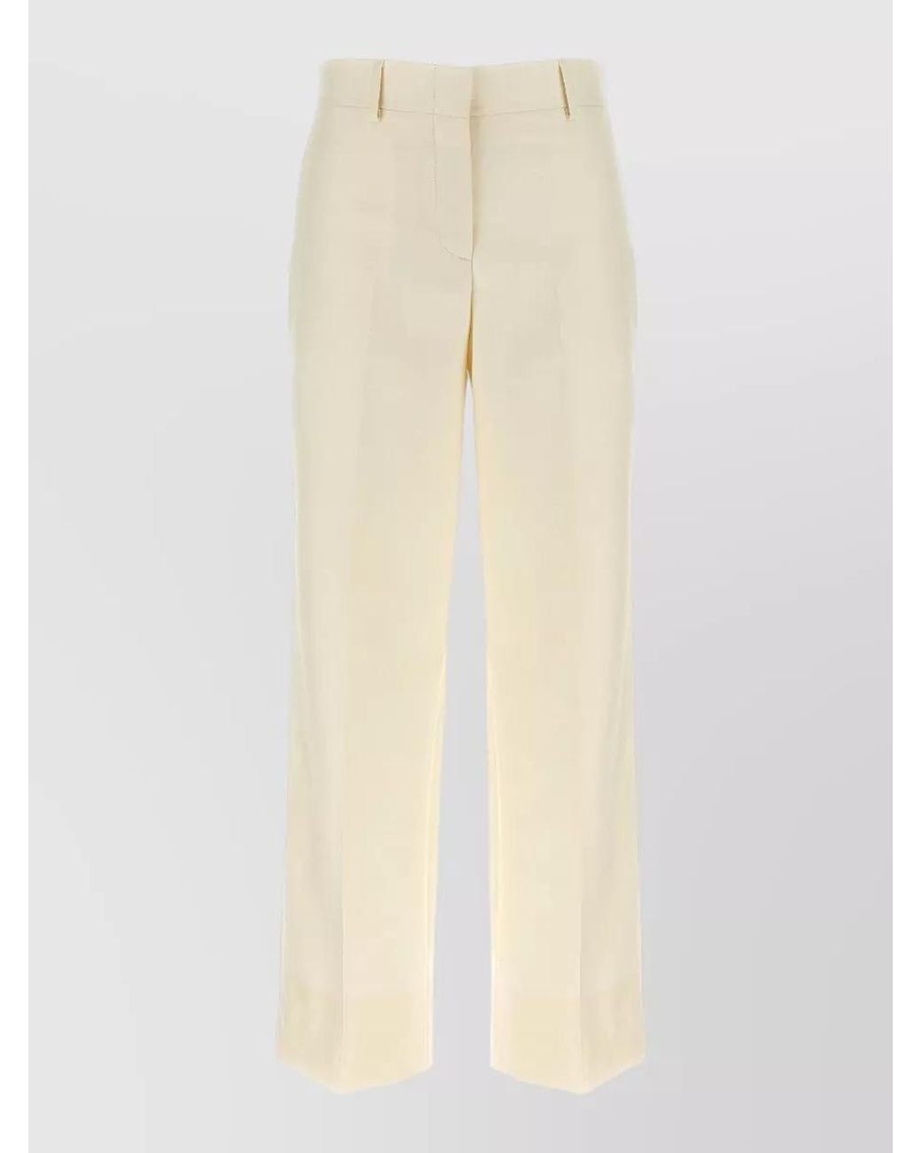 Brioni Natural Wool Silk Linen Straight-Leg Trousers