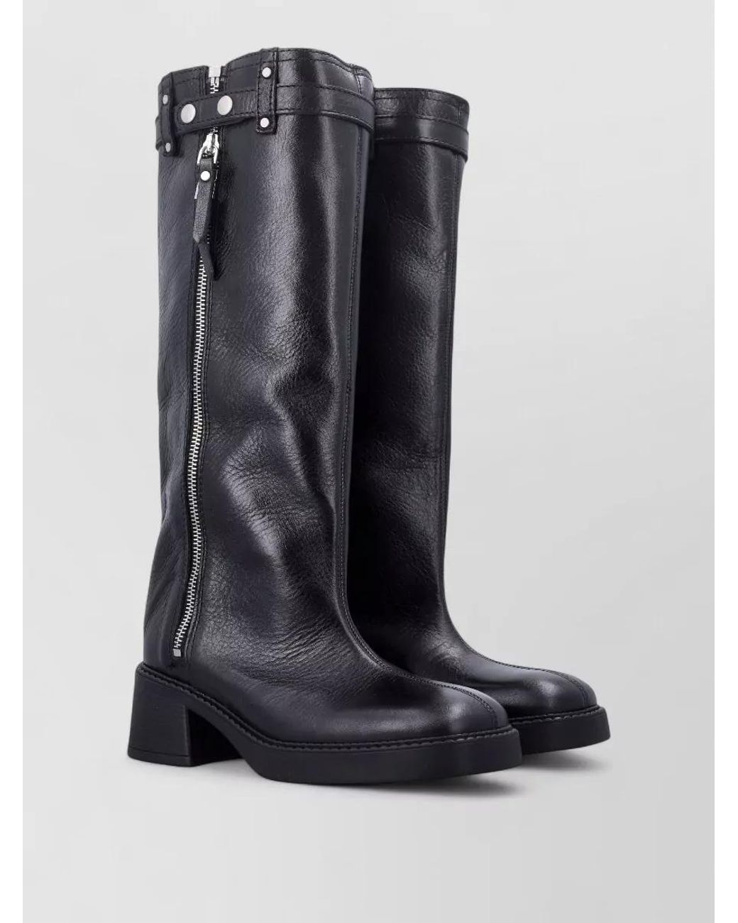 Miista Black Leather Zip Boots