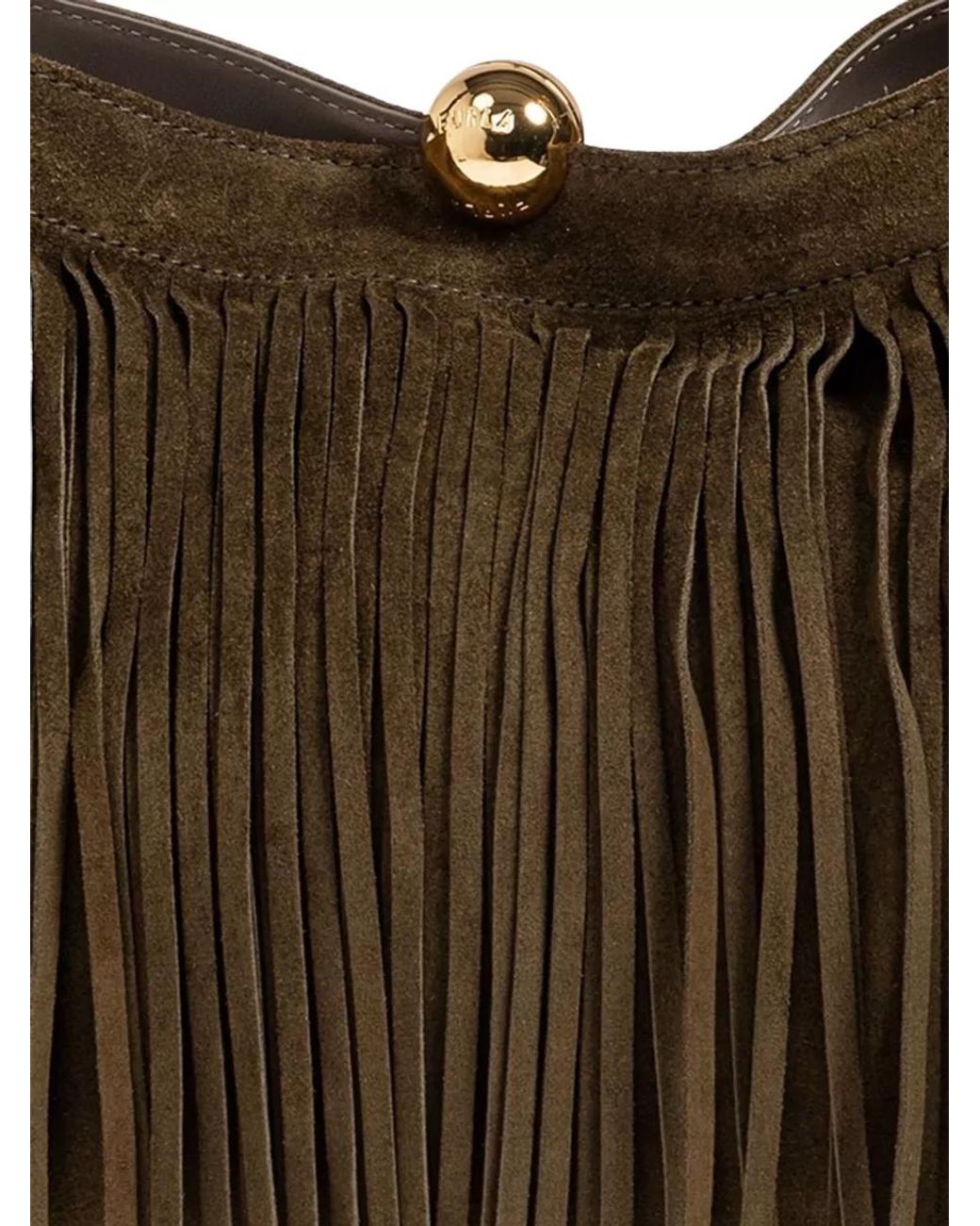 Furla Brown Na Leather Fringed Shoulder Bag