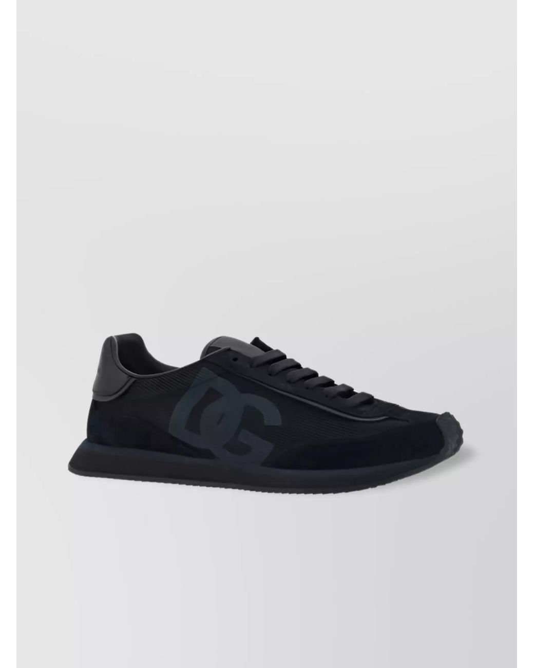 Dolce & Gabbana Black Leather Dg Cushion Sneakers for men
