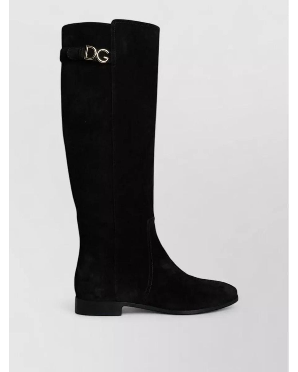 Dolce & Gabbana Black Suede Leather Knee-High Boots