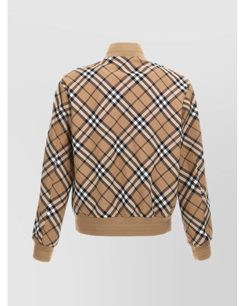 Burberry White Checked Wool Blend Bomber Jacket for men