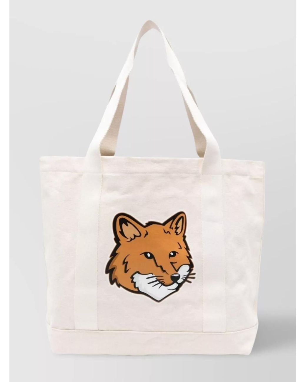 Maison Kitsuné White Chillax Fox Motif Tote Bag