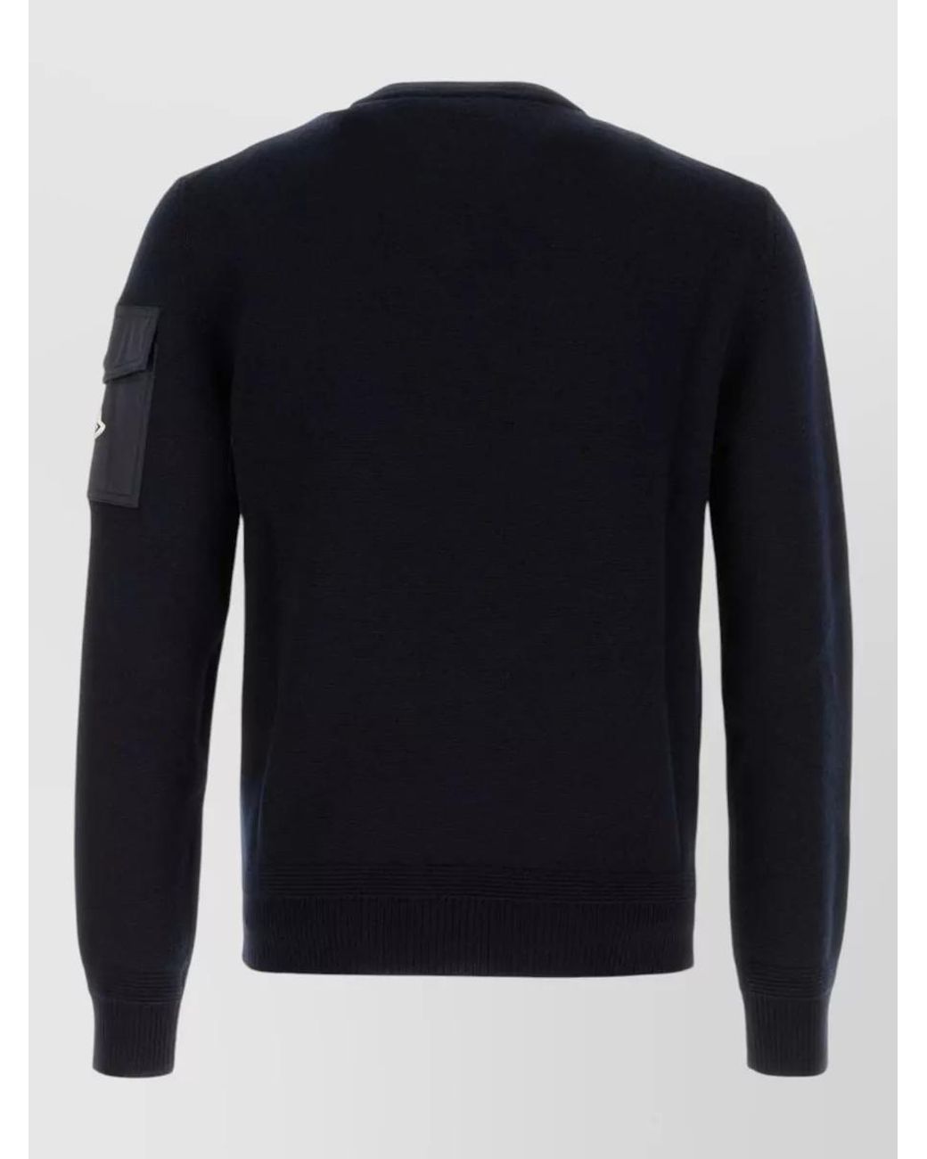 Moncler Blue Wool Crew Neck Long-Sleeve Jumper for men