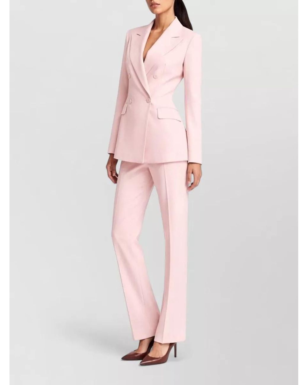 Max Mara Pink Virgin Wool Fitted Double-Breasted Jacket