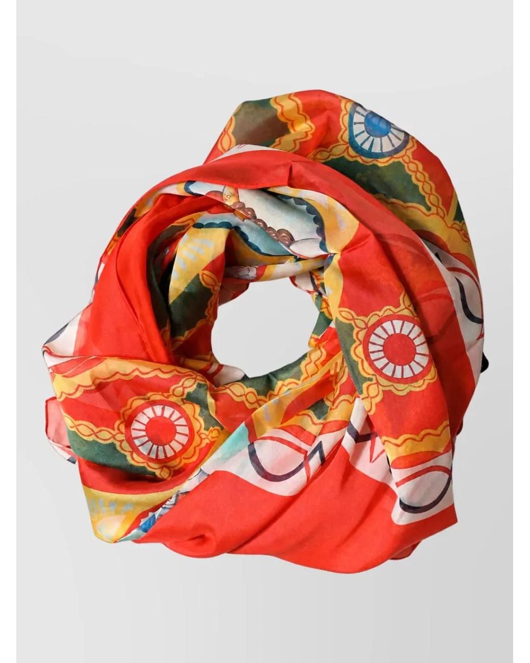 Dolce & Gabbana Orange Silk Printed Square Scarf