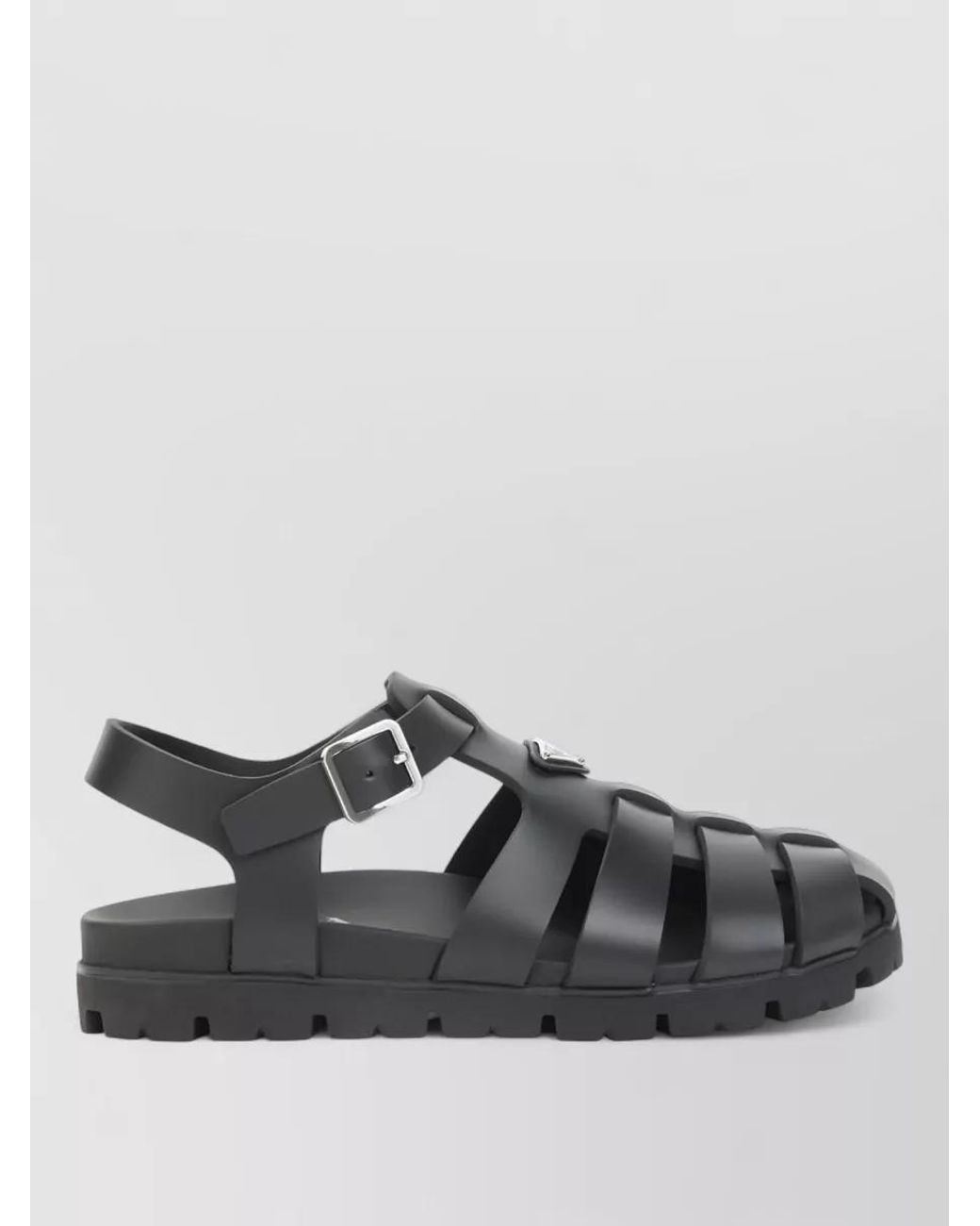 Prada Gray Leather Cage Sandals for men