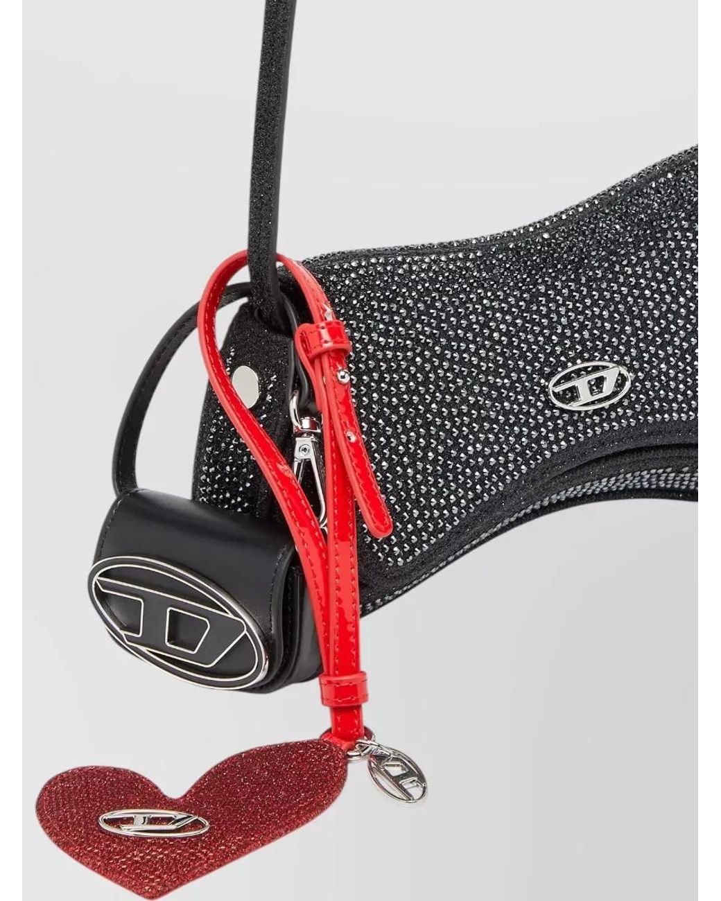 DIESEL Black Leather Micro Charm Cardholder