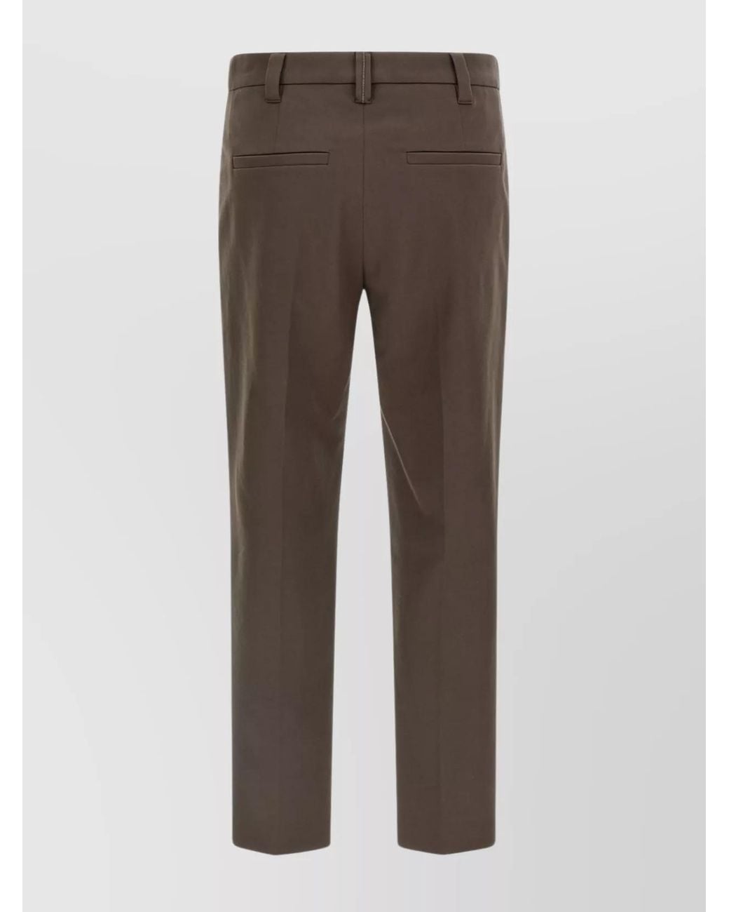 Brunello Cucinelli Brown Cotton Trousers With Belt Loops And Pockets