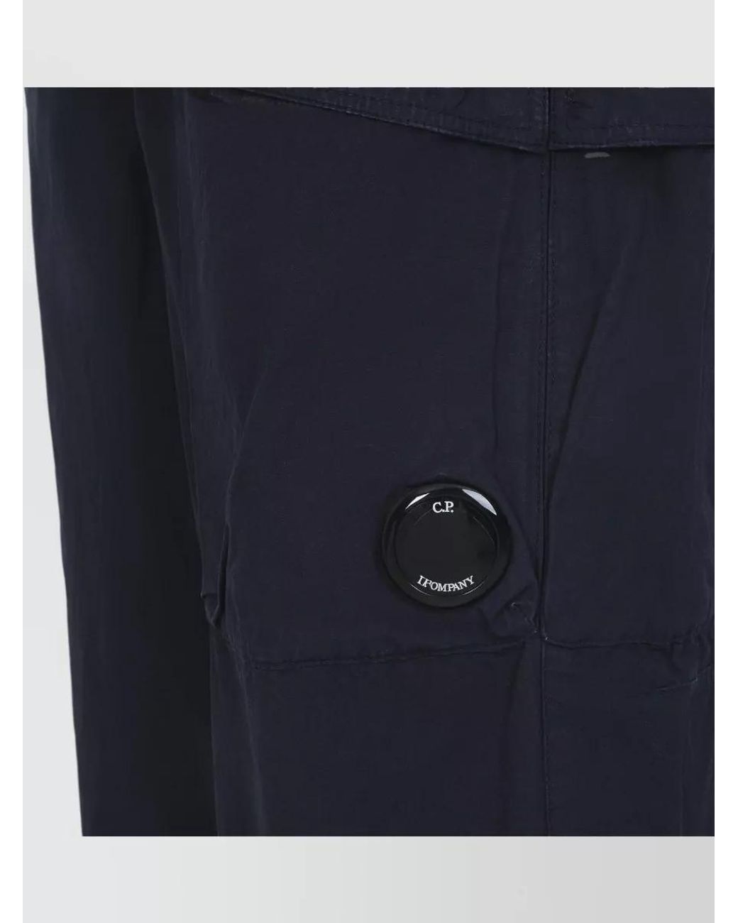 C P Company Blue Cotton Wide-Leg Cargo Pants for men