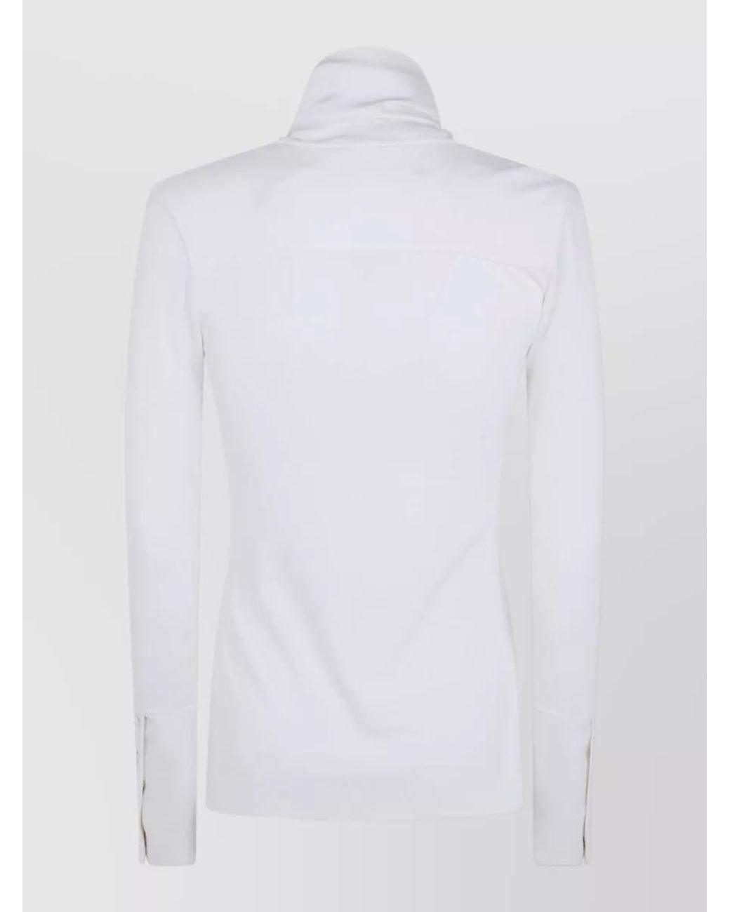 Courreges White Scarf Collar Jersey Shirt