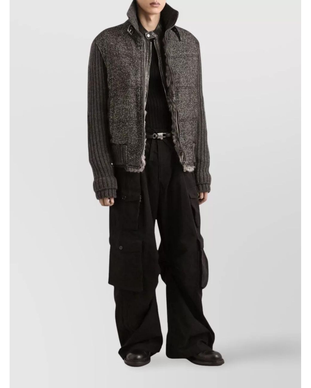 Dolce & Gabbana Black Quilted Houndstooth Bomber Jacket for men