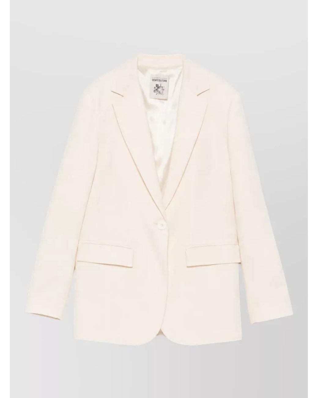 Semicouture Natural Wool Single-Breasted Suit Jacket