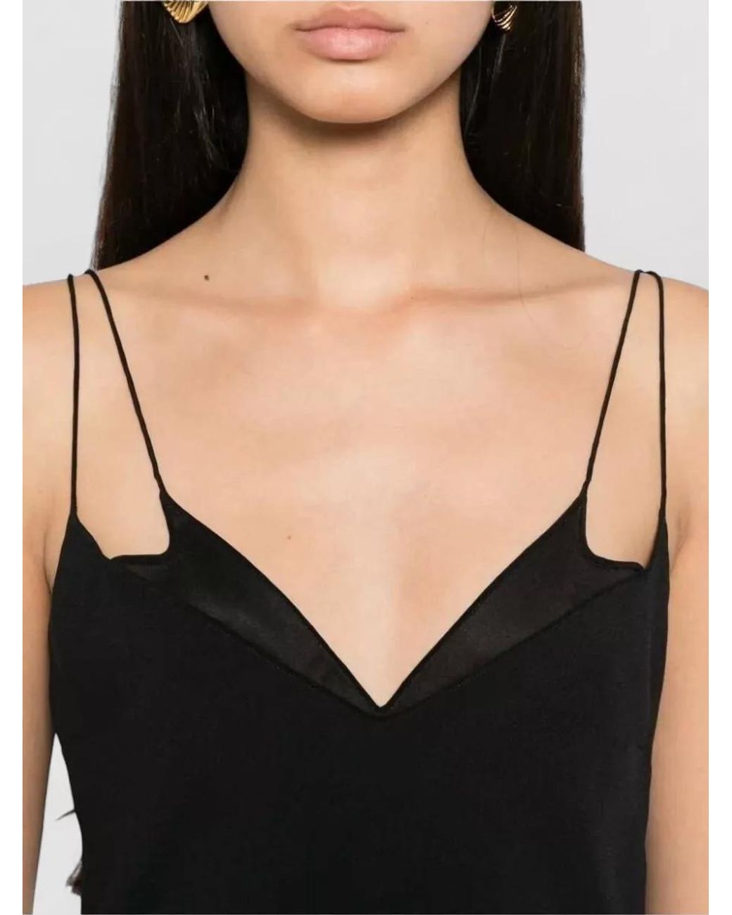 Tom Ford Black Silk V-Neck Double-Strap Maxi Dress