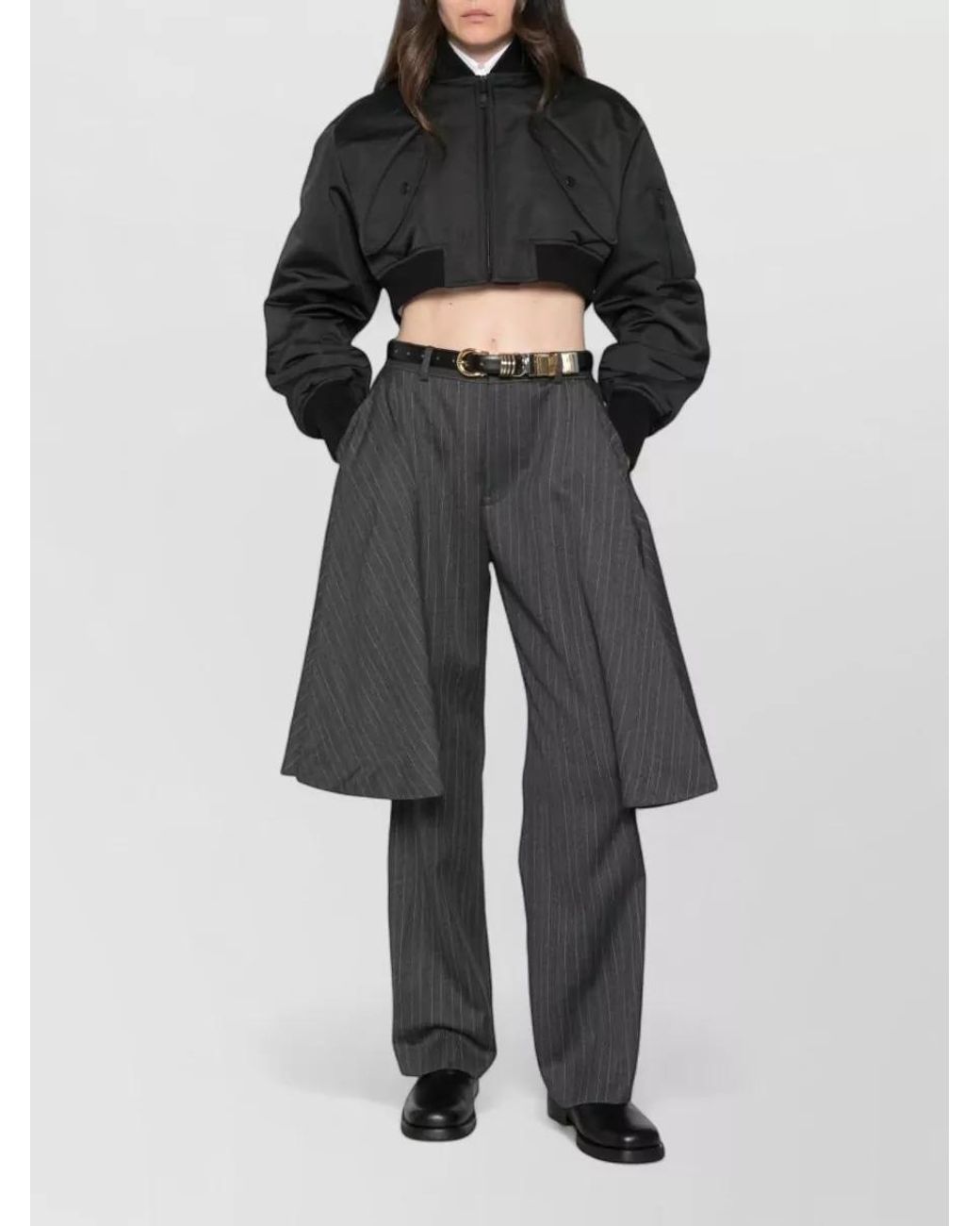 Balenciaga Black Cropped Bomber Jacket