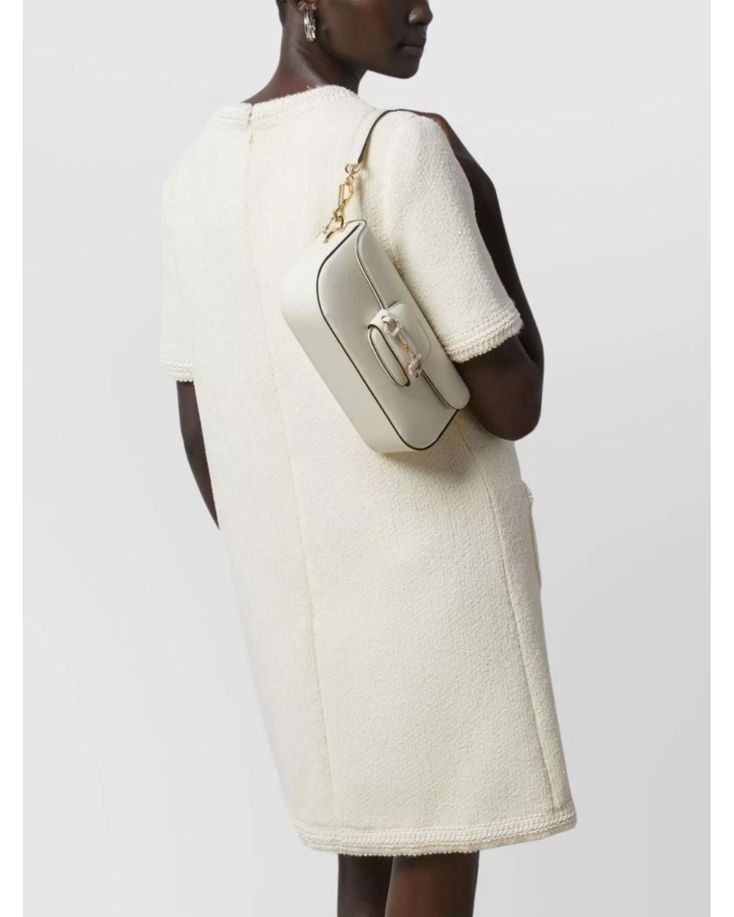 Gucci Natural Wool Tweed Short-Sleeve Mini Dress