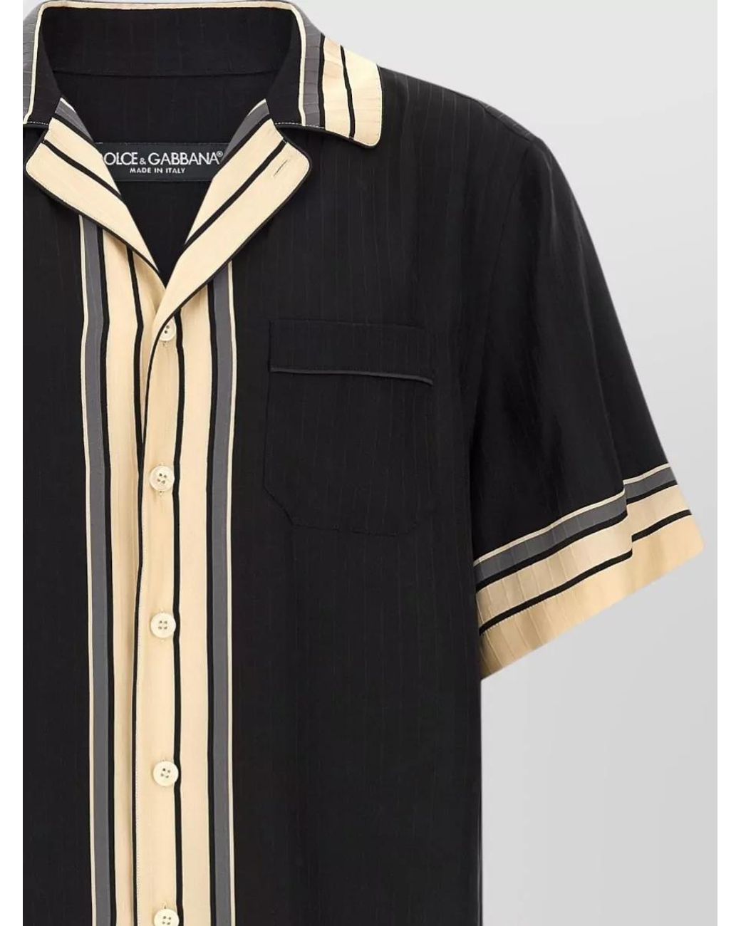 Dolce & Gabbana Black Silk Short-Sleeve Printed Shirt for men