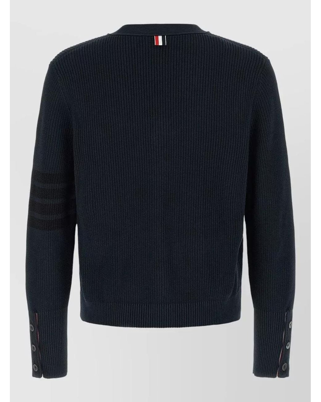 Thom Browne Blue Cotton V-Neck Cardigan for men
