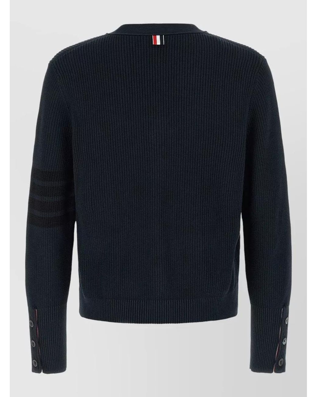 Thom Browne Blue Cotton V-Neck Cardigan for men