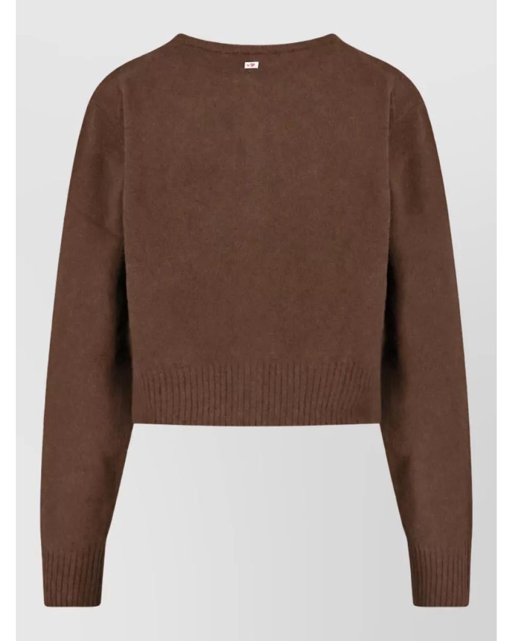 Low Classic Brown Wool Crewneck Cardigan