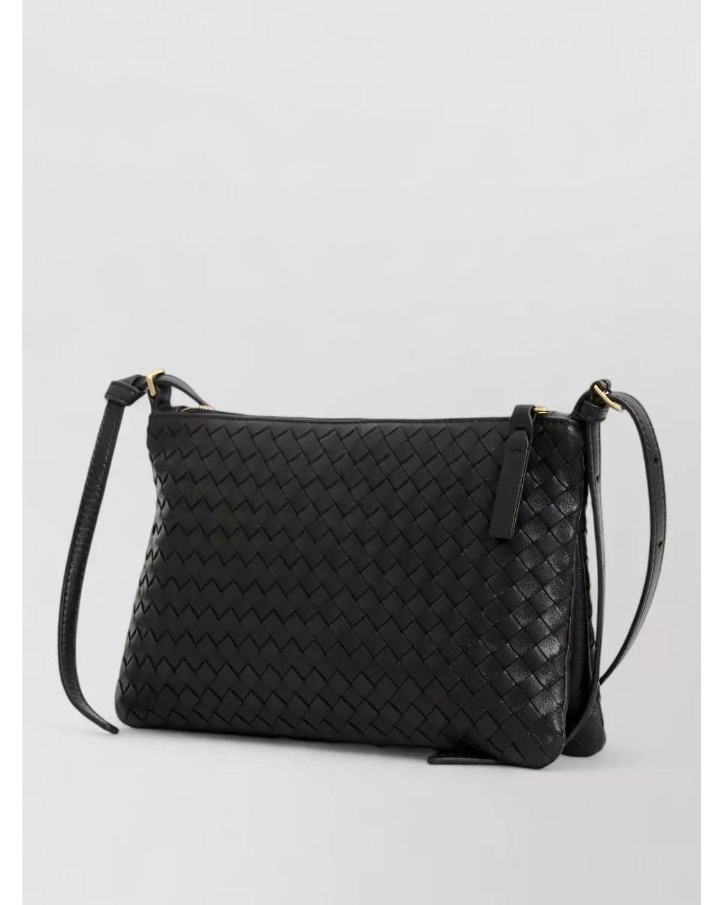 Bottega Veneta Black Medium Intrecciato Leather Clutch Bag