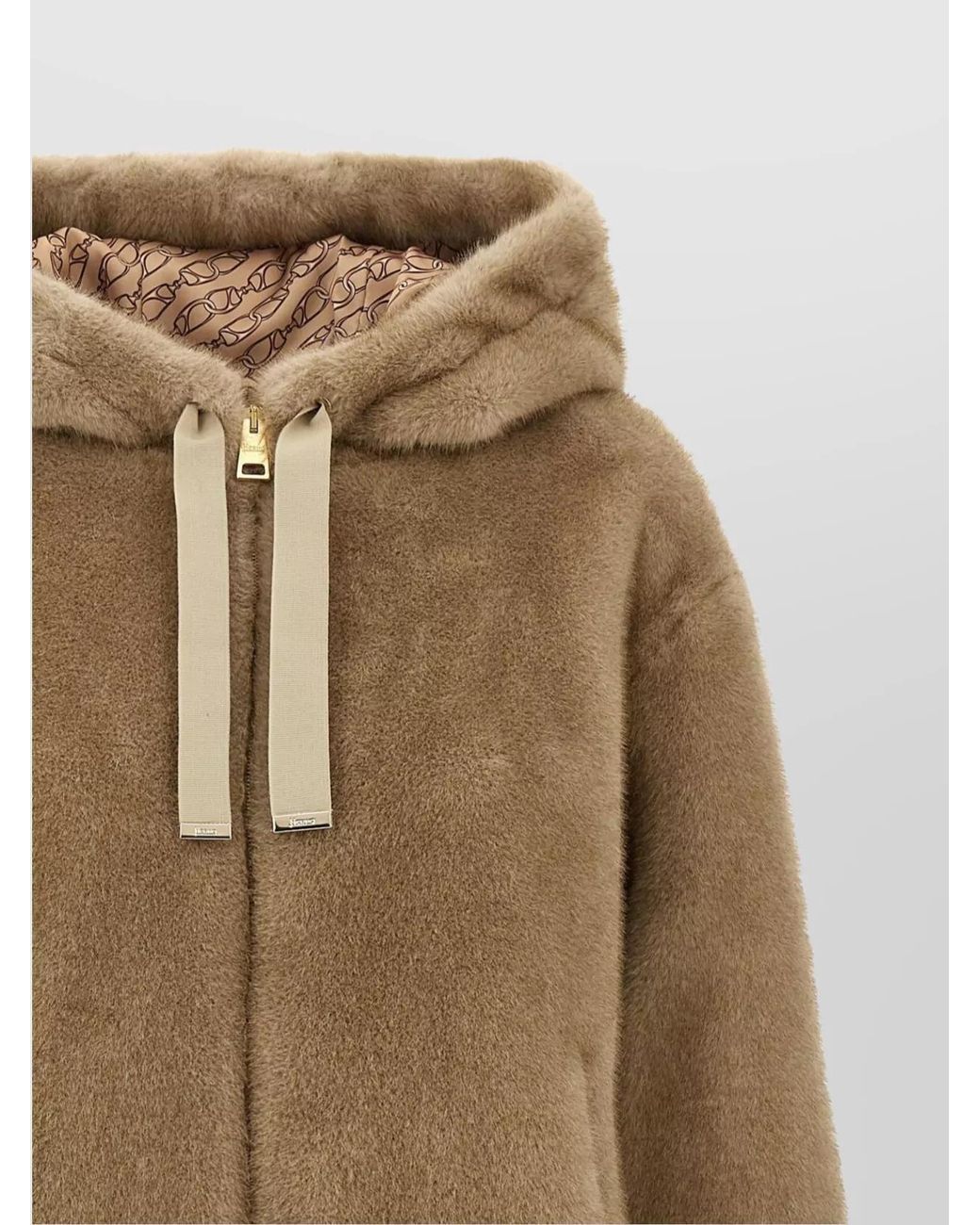 Herno Natural Faux Fur Hooded Bomber Jacket