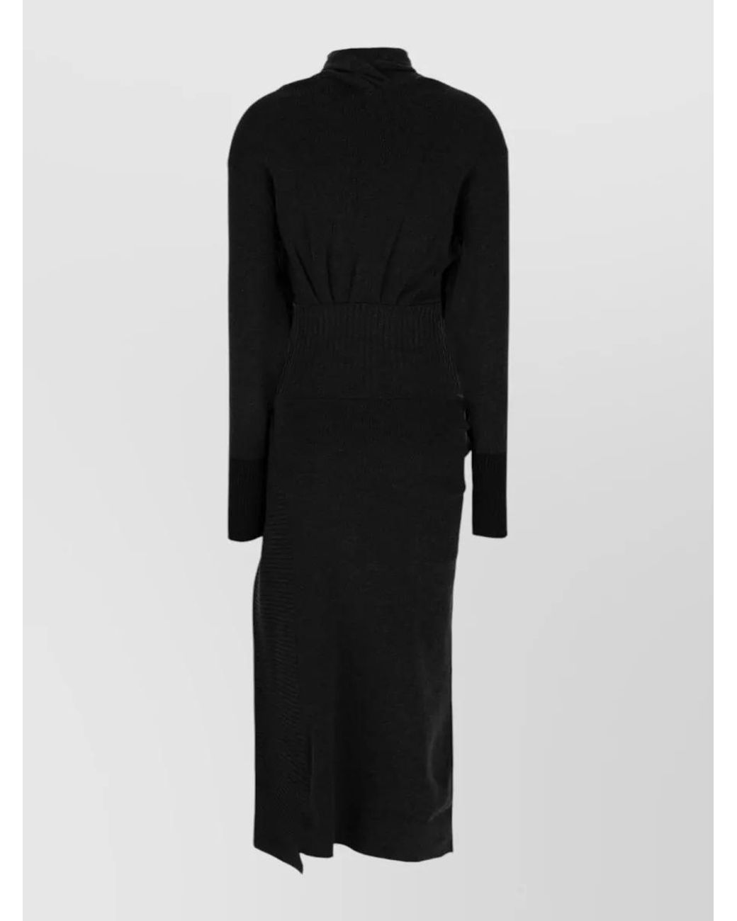 Lanvin Black Cashmere Knit Knee-Length Dress