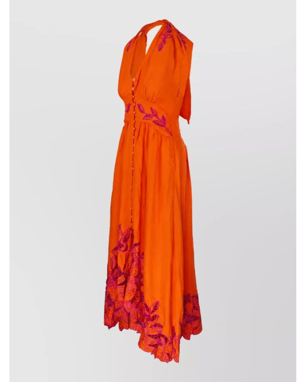 Farm Rio Red Linen Buttoned Maxi Dress