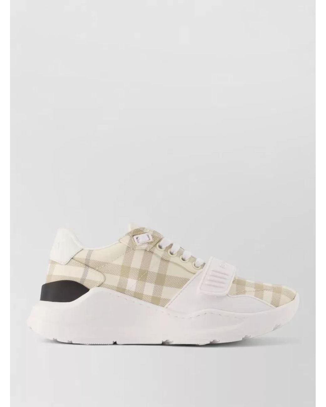 Burberry Natural Nylon Checked Low-Top Sneakers