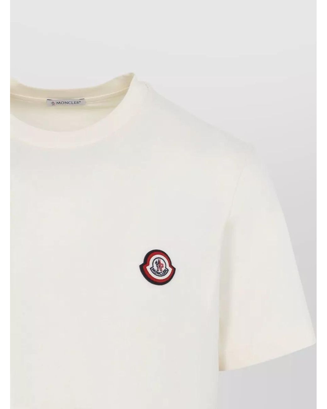 Moncler Natural Cotton Logo-Patch Short-Sleeve T-Shirt for men
