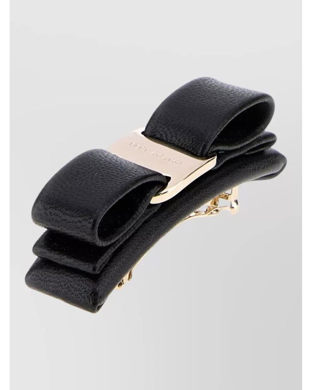 Ferragamo Black Leather Hair Clip