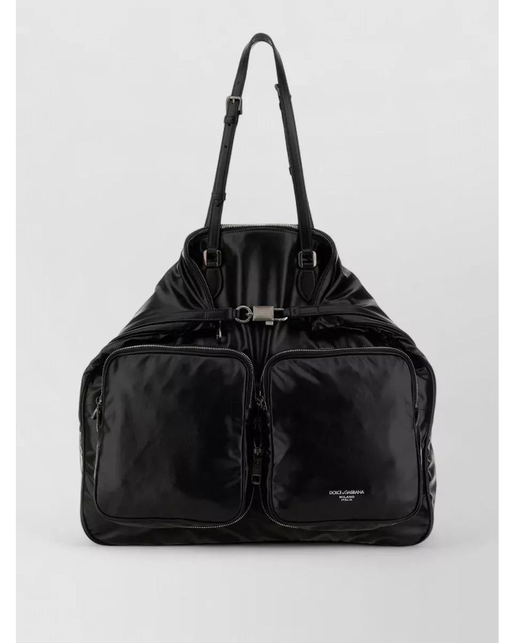 Dolce & Gabbana Black Leather Travel Bag for men