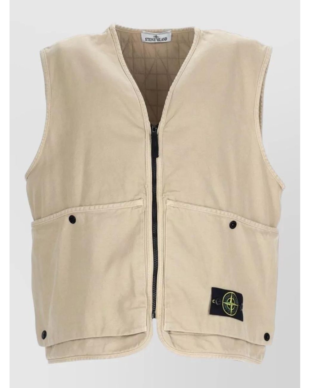 Stone Island Natural Oversized Cotton Gilet for men