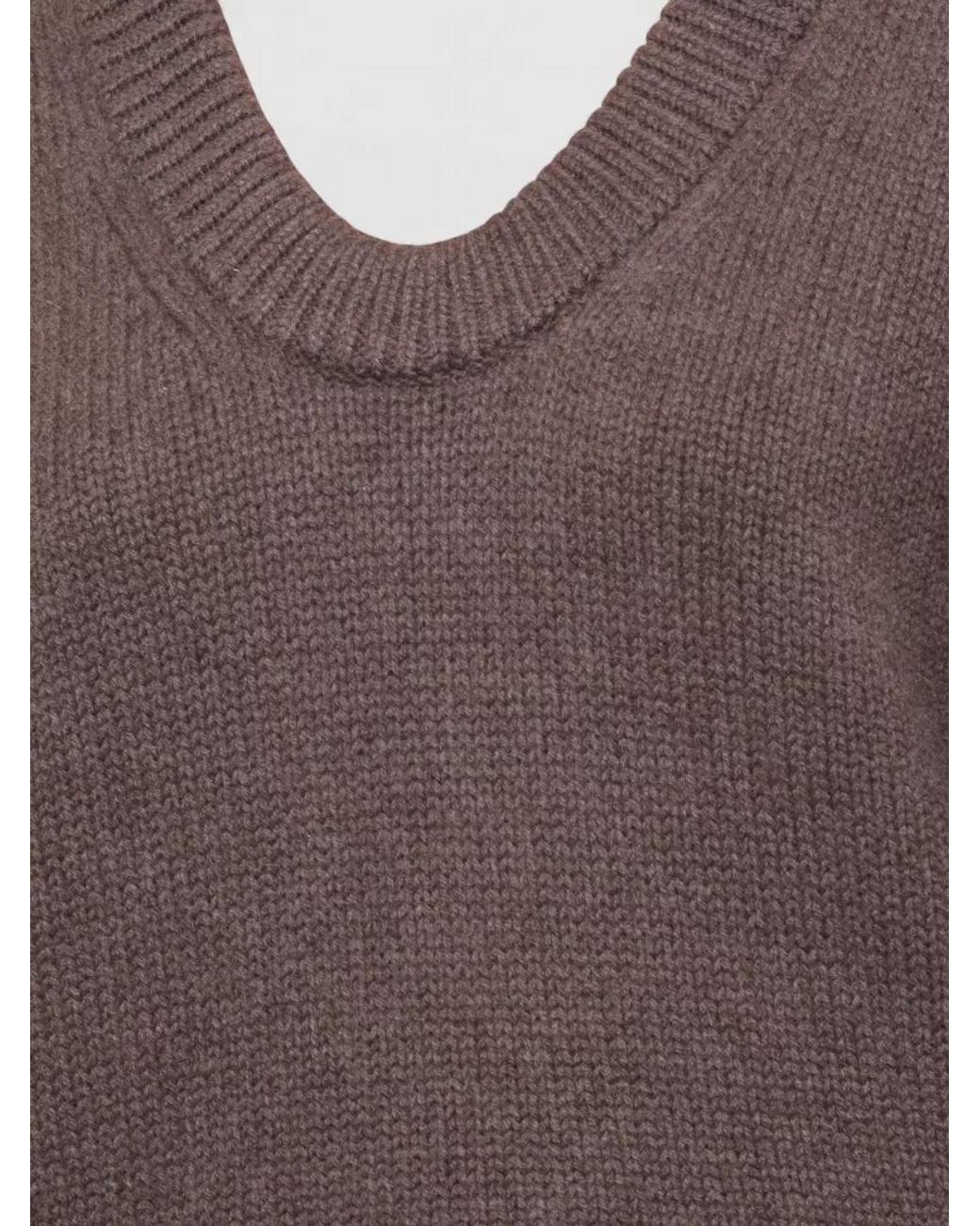 Loulou de Saison Brown Cashmere Ribbed Crewneck Sweater