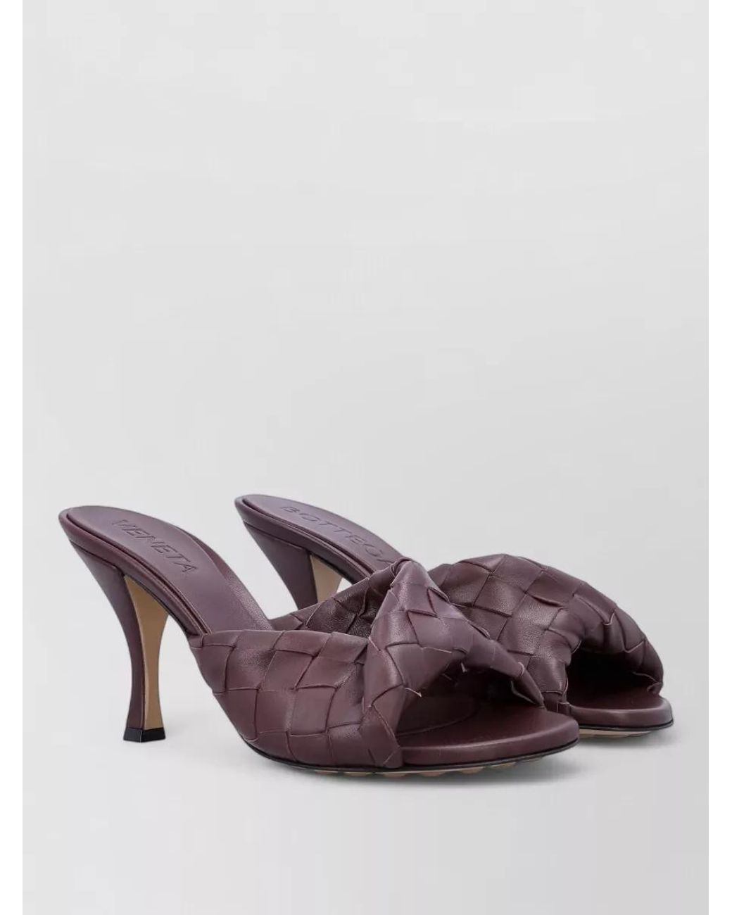 Bottega Veneta Purple Leather Intrecciato Mules