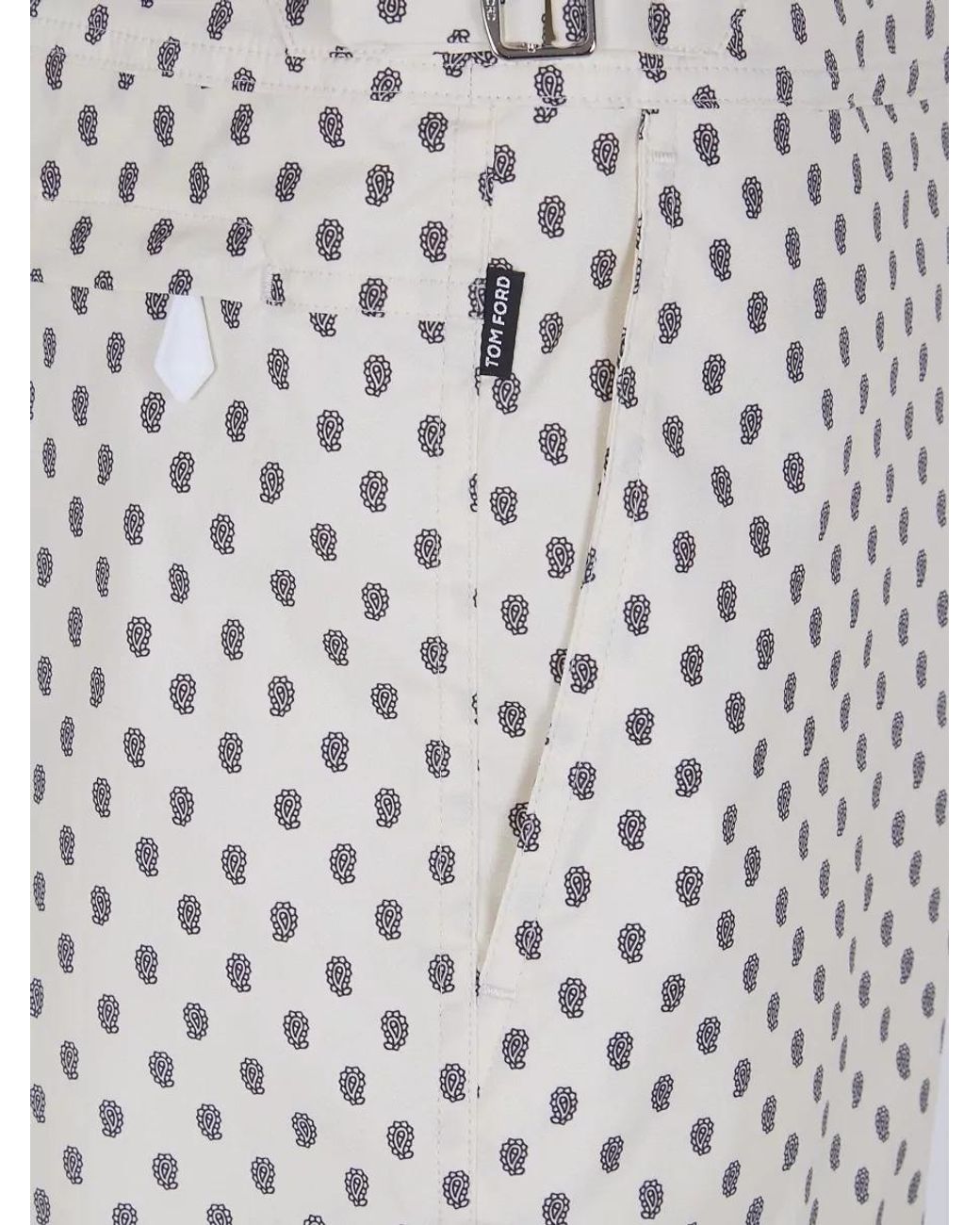 Tom Ford White Paisley Print Swim Shorts for men