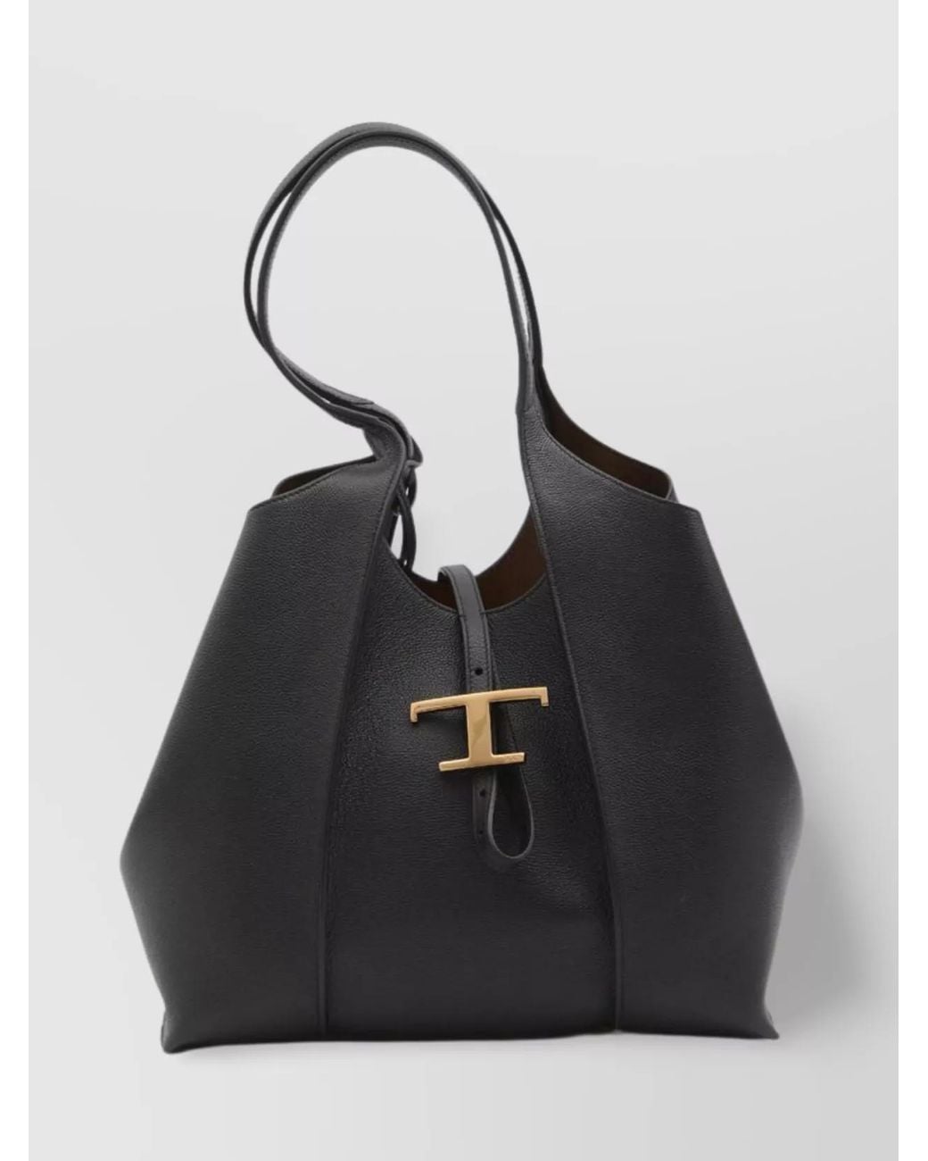 Tod's Black Small Grained Leather Shopping Tote