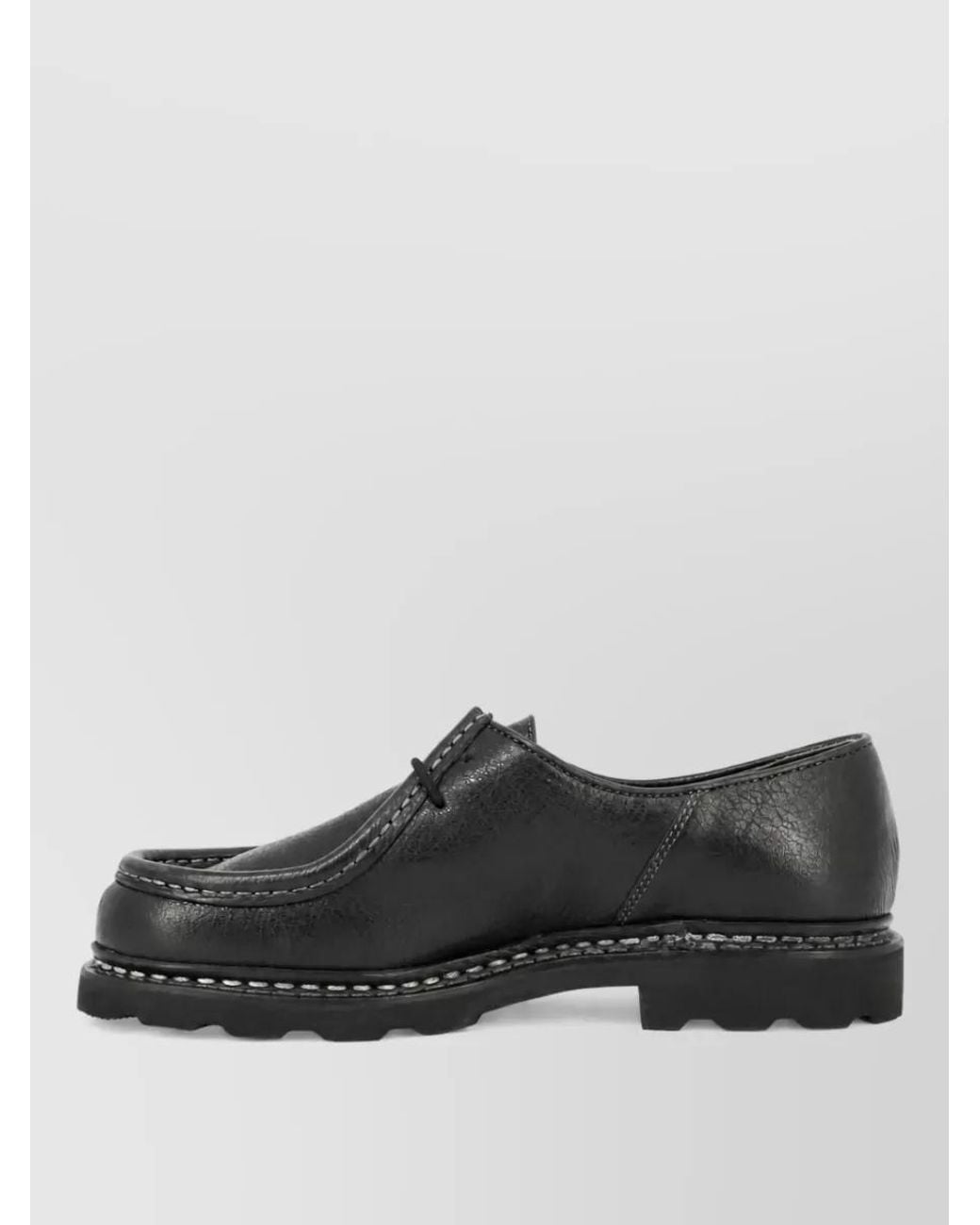 Paraboot Black Grained Leather Lace-Up Derby Shoes for men