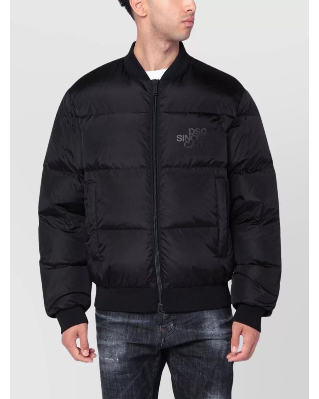 DSquared² Blue Down Puffer Bomber Jacket for men