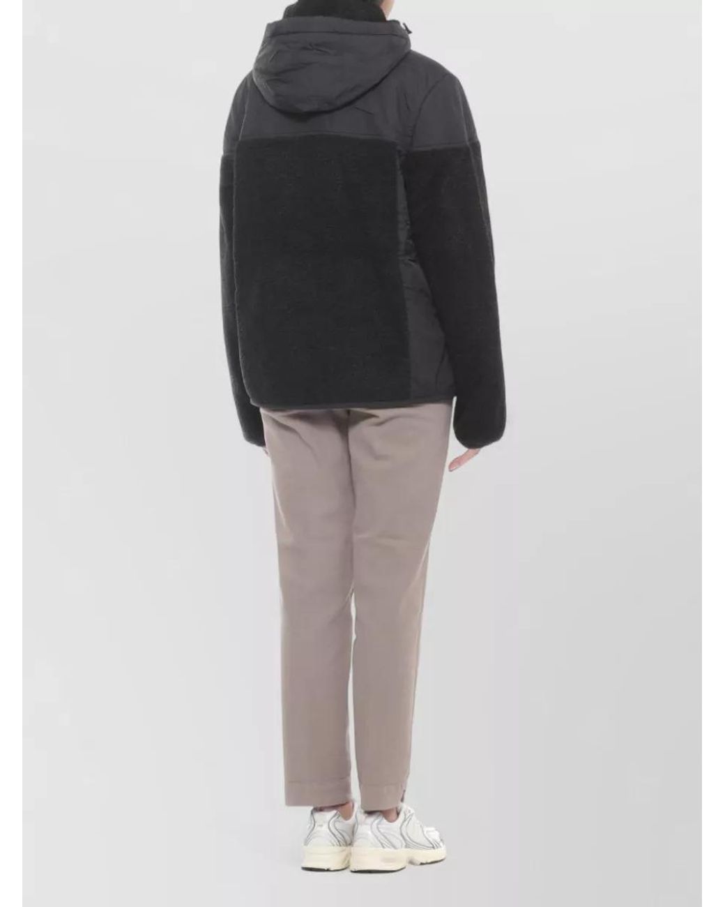 K-Way Black Hooded Faux Fur Jacket