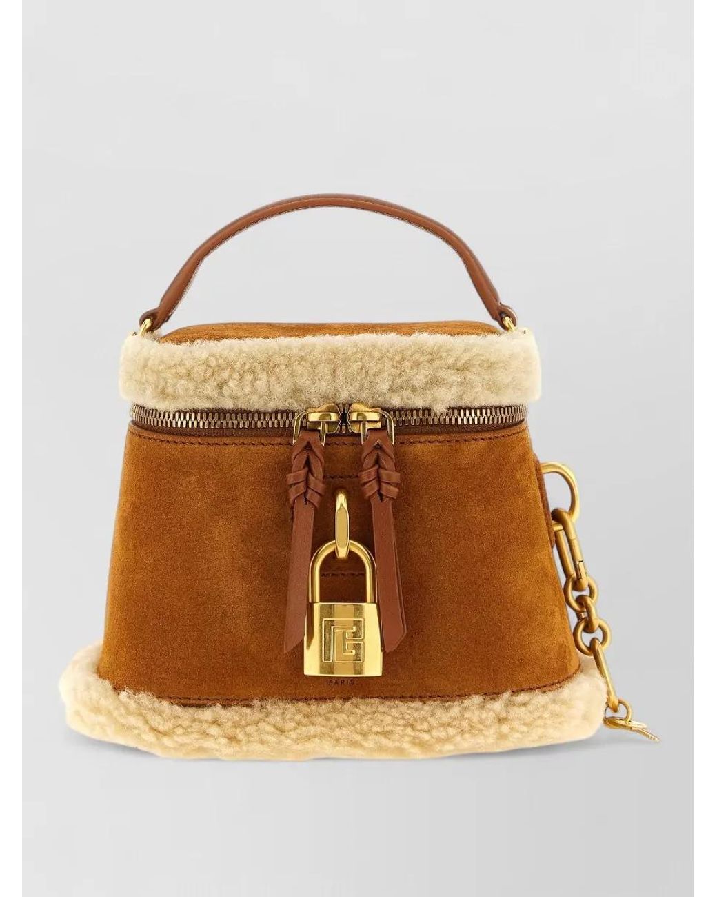 Balmain Brown Pulse Vanity Leather Shoulder Bag